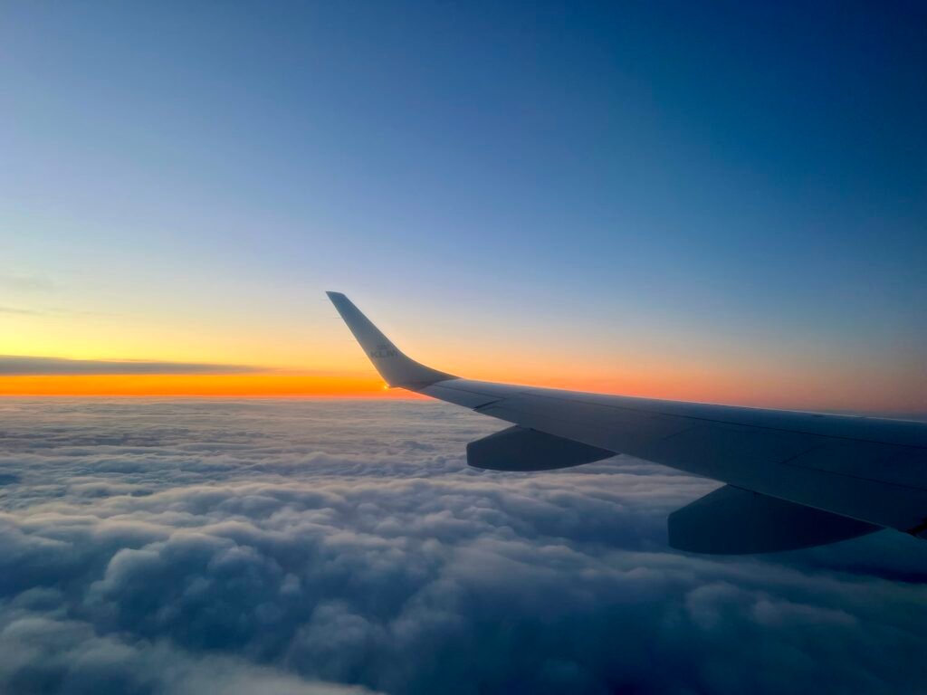 KLM flying over Amsterdam, Netherlands