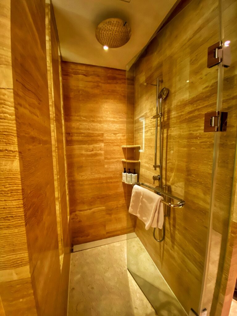 Shower space in room in Conrad Seoul