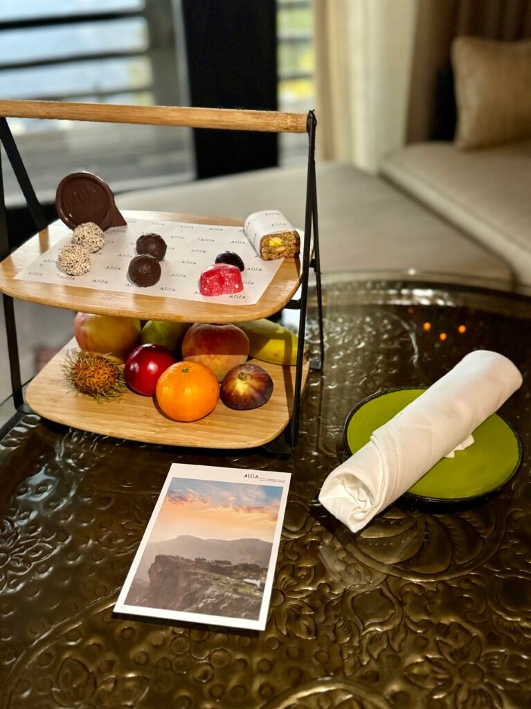 Alila Jabal Akhdar deluxe ridge view room welcome amenity